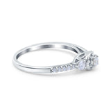 14K Gold 0.31ct Three Stone Vintage Round 5mm G SI Diamond Engagement Band Wedding Ring