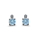 Stud Earrings Wedding Round Simulated CZ 925 Sterling Silver (9mm)