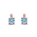 Stud Earrings Wedding Round Simulated CZ 925 Sterling Silver (9mm)