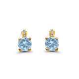 Stud Earrings Wedding Round Simulated CZ 925 Sterling Silver (9mm)