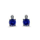 Stud Earrings Wedding Round Simulated CZ 925 Sterling Silver (9mm)