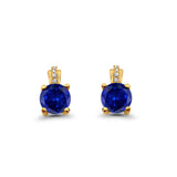 Stud Earrings Wedding Round Simulated CZ 925 Sterling Silver (9mm)