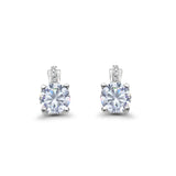 Stud Earrings Wedding Round Simulated CZ 925 Sterling Silver (9mm)