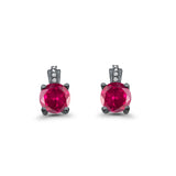 Stud Earrings Wedding Round Simulated CZ 925 Sterling Silver (9mm)