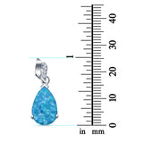 Pear Shape Lab Created Opal & Simulated Cubic Zirconia 925 Sterling Silver Charm Pendant