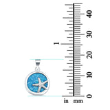 Lab Created Opal Starfish Round 925 Sterling Silver Charm Pendant