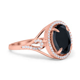 Oval Accent Wedding Engagement Ring Simulated Cubic Zirconia 925 Sterling Silver