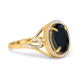 Oval Accent Wedding Engagement Ring Simulated Cubic Zirconia 925 Sterling Silver