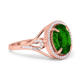 Oval Accent Wedding Engagement Ring Simulated Cubic Zirconia 925 Sterling Silver