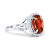 Oval Accent Wedding Engagement Ring Simulated Cubic Zirconia 925 Sterling Silver