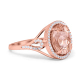 Oval Accent Wedding Engagement Ring Simulated Cubic Zirconia 925 Sterling Silver