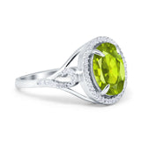 Oval Accent Wedding Engagement Ring Simulated Cubic Zirconia 925 Sterling Silver