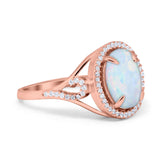 Oval Accent Wedding Engagement Ring Simulated Cubic Zirconia 925 Sterling Silver