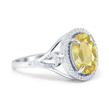 Oval Accent Wedding Engagement Ring Simulated Cubic Zirconia 925 Sterling Silver