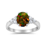 Solitaire Oval Three Stone Simulated Cubic Zirconia 925 Sterling Silver