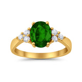 Solitaire Oval Three Stone Simulated Cubic Zirconia 925 Sterling Silver