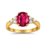 Solitaire Oval Three Stone Simulated Cubic Zirconia 925 Sterling Silver