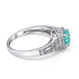 Solitaire Halo Wedding Ring Round Simulated Cubic Zirconia 925 Sterling Silver