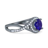 Halo Wedding Engagement Ring Infinity Twisted Shank Round Simulated Cubic Zirconia 925 Sterling Silver