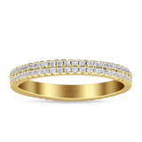 Full Eternity Stackable Double Row Band Round Cubic Zirconia 925 Sterling Silver