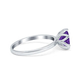 Flower Solitaire Wedding Ring Simulated Cubic Zirconia 925 Sterling Silver