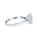 Flower Solitaire Wedding Ring Simulated Cubic Zirconia 925 Sterling Silver