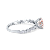 Art Deco Round Engagement Ring Simulated Cubic Zirconia 925 Sterling Silver