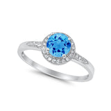 Halo Wedding Engagement Ring Round Cubic Zirconia 925 Sterling Silver -3