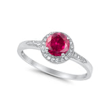 Halo Wedding Engagement Ring Round Cubic Zirconia 925 Sterling Silver -3
