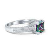 Cushion Cut Art Deco Engagement Ring Simulated Cubic Zirconia 925 Sterling Silver