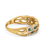 Half Eternity Fashion Wedding Ring Round Simulated CZ 925 Sterling Silver