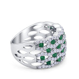 Half Eternity Fashion Band Ring Round Simulated CZ 925 Sterling Silver
