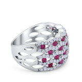 Half Eternity Fashion Band Ring Round Simulated CZ 925 Sterling Silver