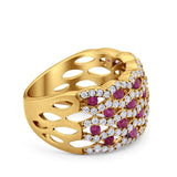 Half Eternity Fashion Band Ring Round Simulated CZ 925 Sterling Silver