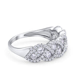 Weave Crisscross Infinity Ring Eternity Round Simulated CZ 925 Sterling Silver