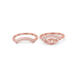 Two Piece Ring Band Round Simulated Cubic Zirconia 925 Sterling Silver