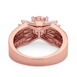 Art Dec Wedding Bridal Ring Round Simulated Cubic Zirconia 925 Sterling Silver