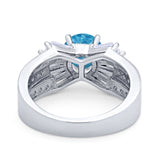 Art Dec Wedding Bridal Ring Round Simulated Cubic Zirconia 925 Sterling Silver