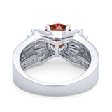 Art Dec Wedding Bridal Ring Round Simulated Cubic Zirconia 925 Sterling Silver