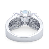 Art Dec Wedding Bridal Ring Round Simulated Cubic Zirconia 925 Sterling Silver