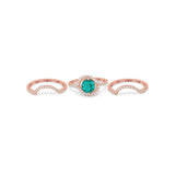 Three Piece Ring Band Round Simulated Cubic Zirconia 925 Sterling Silver