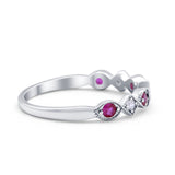 Art Deco Stacking Half Eternity Wedding Ring Simulated Round CZ 925 Sterling Silver