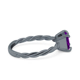 Solitaire Accent Twisted Fashion Ring Princess Cut Simulated Cubic Zirconia 925 Sterling Silver