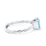 Solitaire Accent Twisted Fashion Ring Princess Cut Simulated Cubic Zirconia 925 Sterling Silver