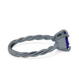 Solitaire Accent Twisted Fashion Ring Princess Cut Simulated Cubic Zirconia 925 Sterling Silver