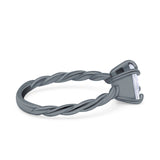 Solitaire Accent Twisted Fashion Ring Princess Cut Simulated Cubic Zirconia 925 Sterling Silver
