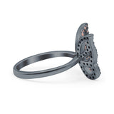 Butterfly Ring Wedding Band Simulated Cubic Zirconia 925 Sterling Silver (15mm)