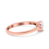 3 Ston Fashion Ring Lab Created White Opal Round 925 Sterling Silver