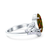 Marquise Art Deco Wedding Engagement Bridal Ring Round Simulated Cubic Zirconia 925 Sterling Silver