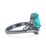 Marquise Art Deco Wedding Engagement Bridal Ring Round Simulated Cubic Zirconia 925 Sterling Silver